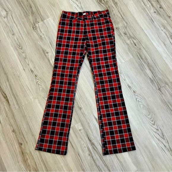 Vintage Y2K Tommy Hilfiger bootcut red black plaid pants. Lightweight sz 5